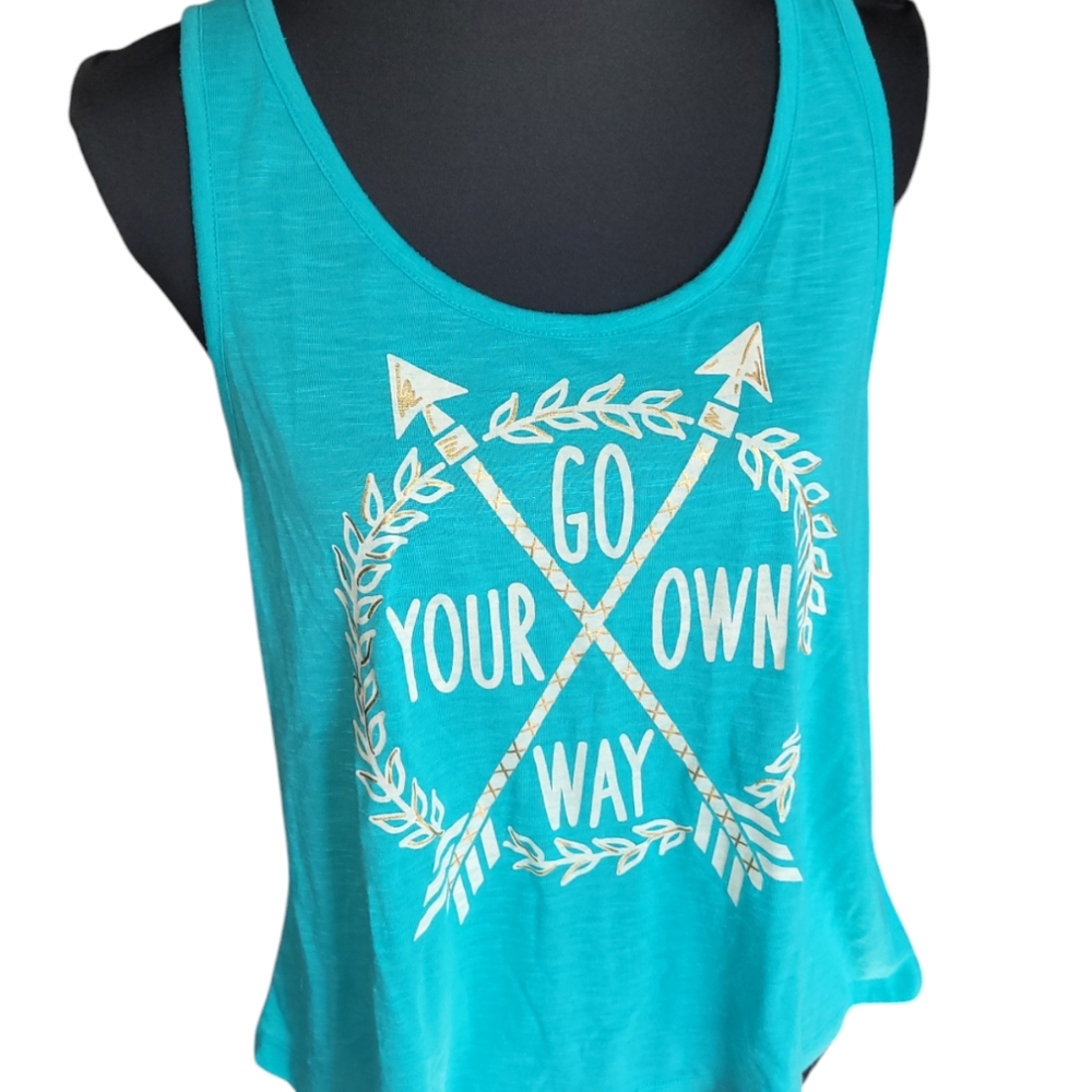 self esteem teal graphic tank Size 2X-LARGE